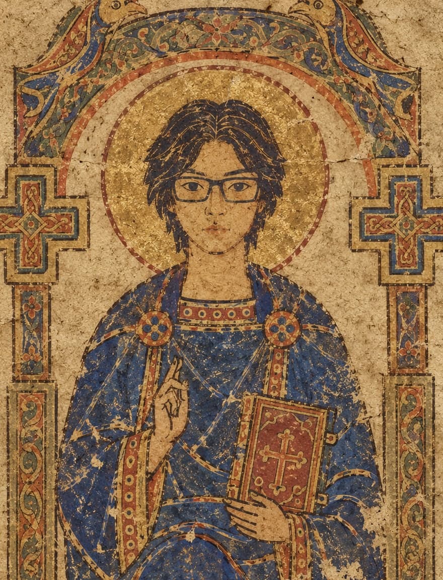Andrew Wei, painted as a Byzantine icon